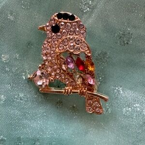 Sale 3 For $20 Bird Brooch - Multicolor Rhinestones On Goldtone Base.